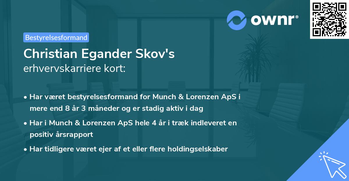 Christian Egander Skov's erhvervskarriere kort