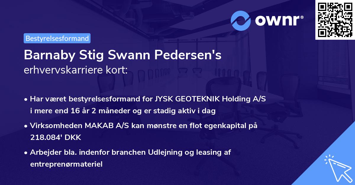Barnaby Stig Swann Pedersen's erhvervskarriere kort