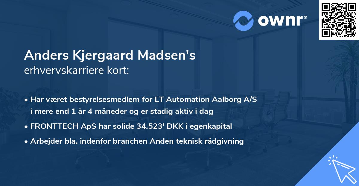 Anders Kjergaard Madsen's erhvervskarriere kort