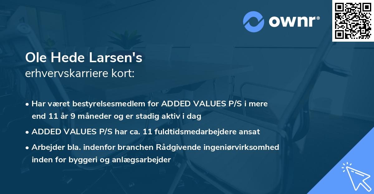 Ole Hede Larsen's erhvervskarriere kort