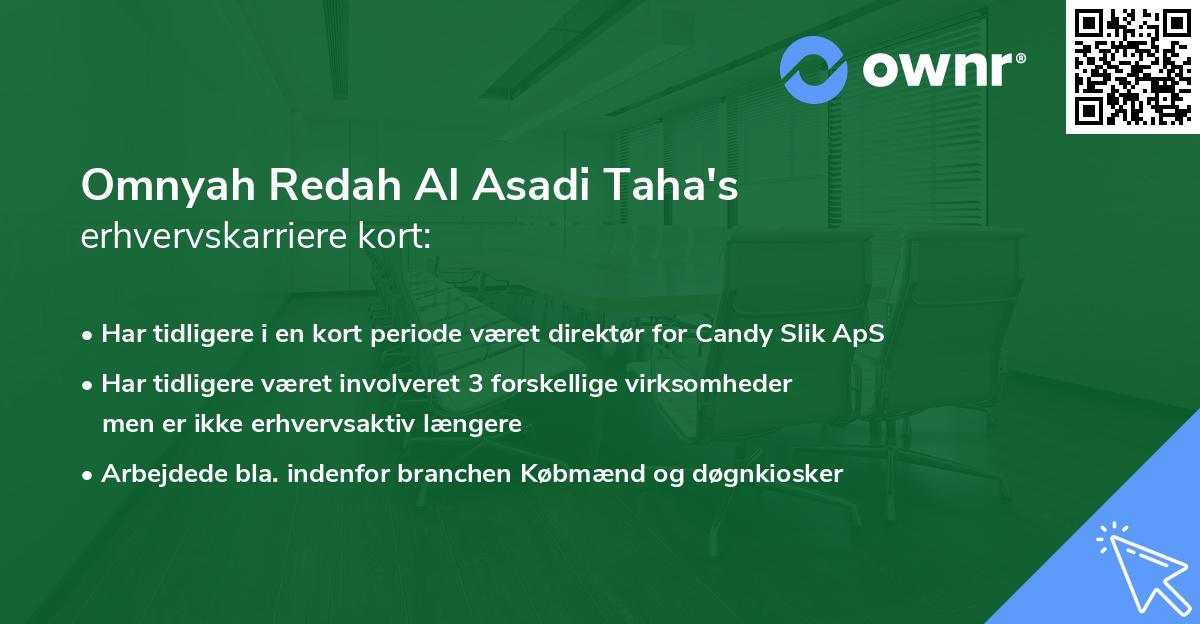 Omnyah Redah Al Asadi Taha's erhvervskarriere kort