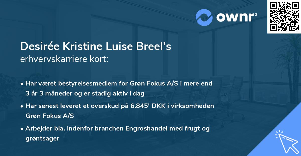 Desirée Kristine Luise Breel's erhvervskarriere kort