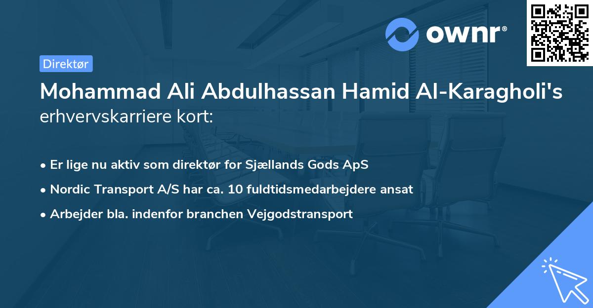 Mohammad Ali Abdulhassan Hamid Al-Karagholi's erhvervskarriere kort