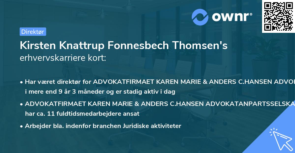 Kirsten Knattrup Fonnesbech Thomsen's erhvervskarriere kort