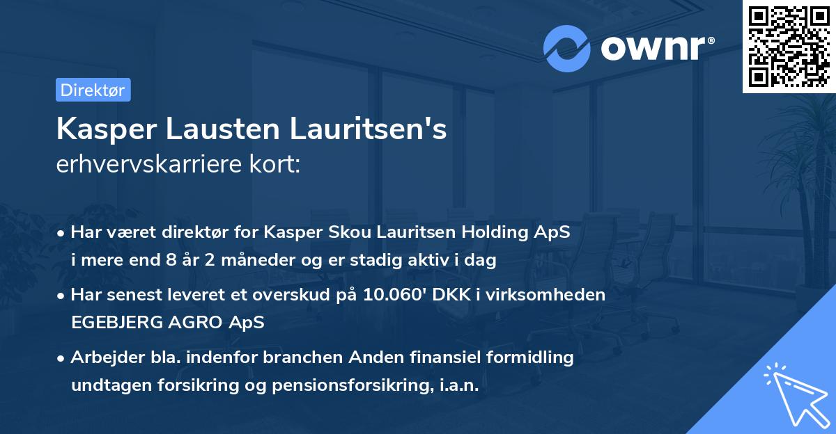 Kasper Lausten Lauritsen's erhvervskarriere kort