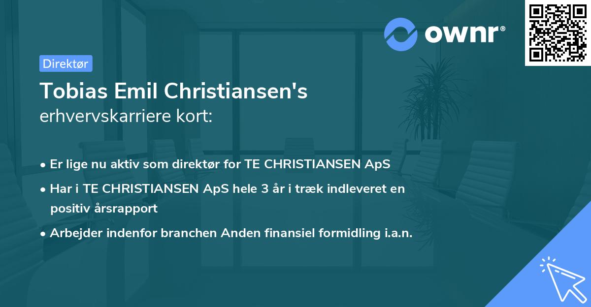 Tobias Emil Christiansen's erhvervskarriere kort