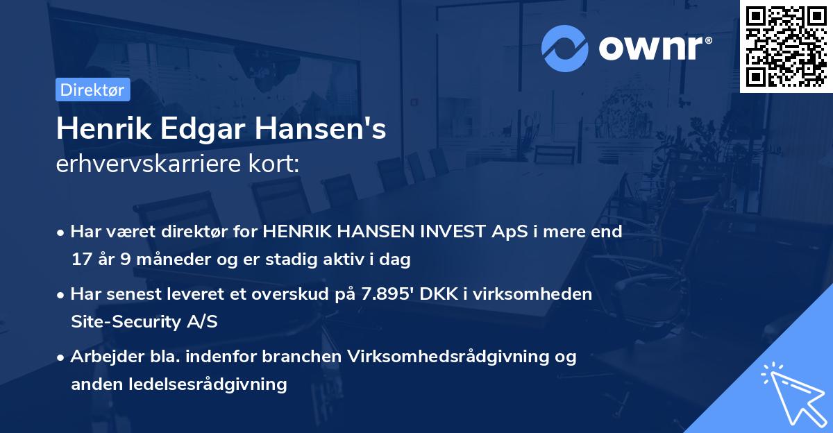 Henrik Edgar Hansen's erhvervskarriere kort
