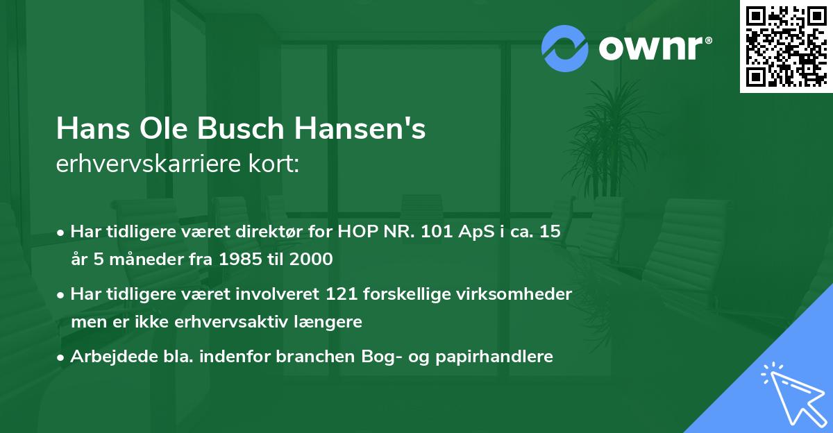 Hans Ole Busch Hansen's erhvervskarriere kort