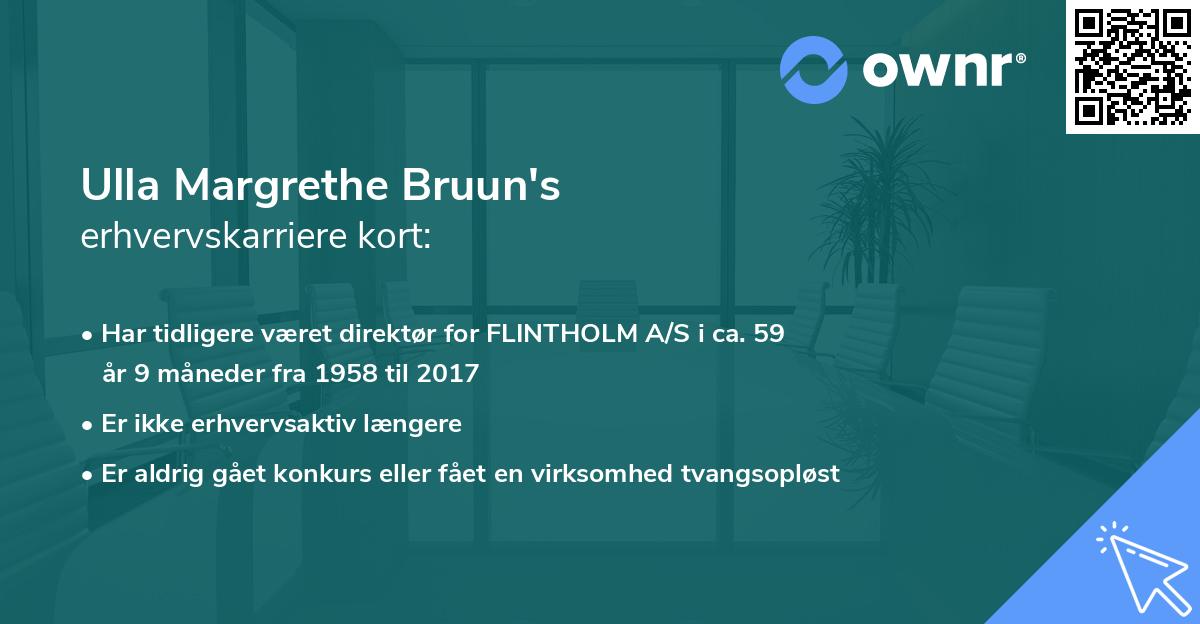 Ulla Margrethe Bruun's erhvervskarriere kort