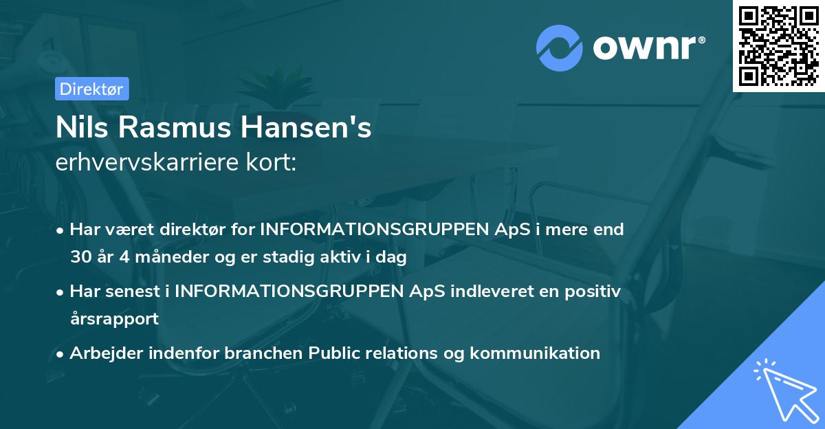 Nils Rasmus Hansen's erhvervskarriere kort