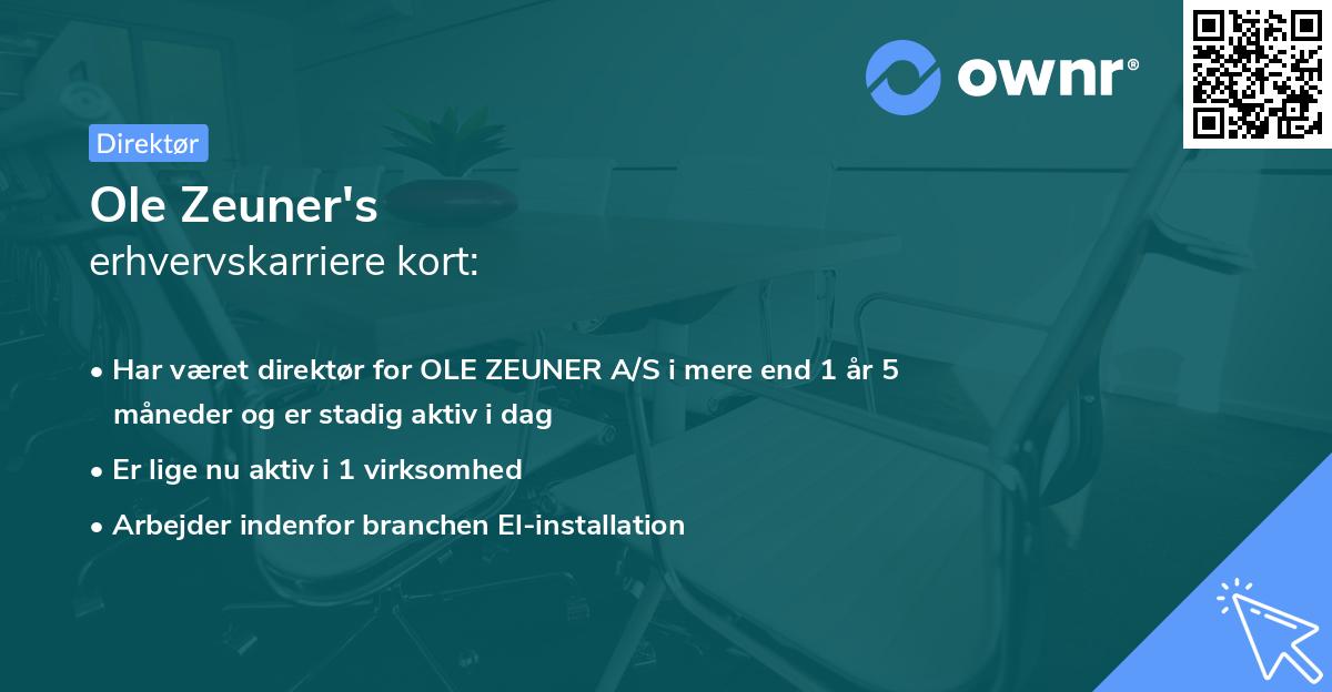 Ole Zeuner's erhvervskarriere kort