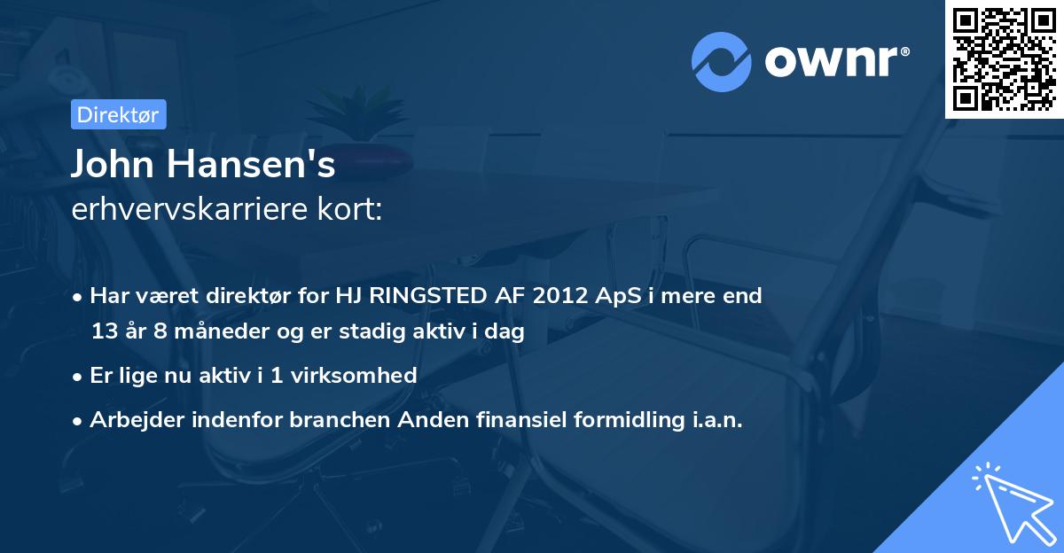 John Hansen's erhvervskarriere kort