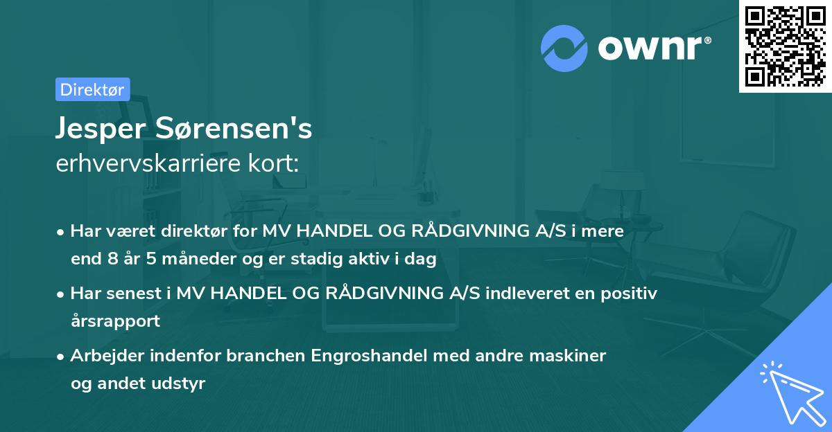 Jesper Sørensen's erhvervskarriere kort