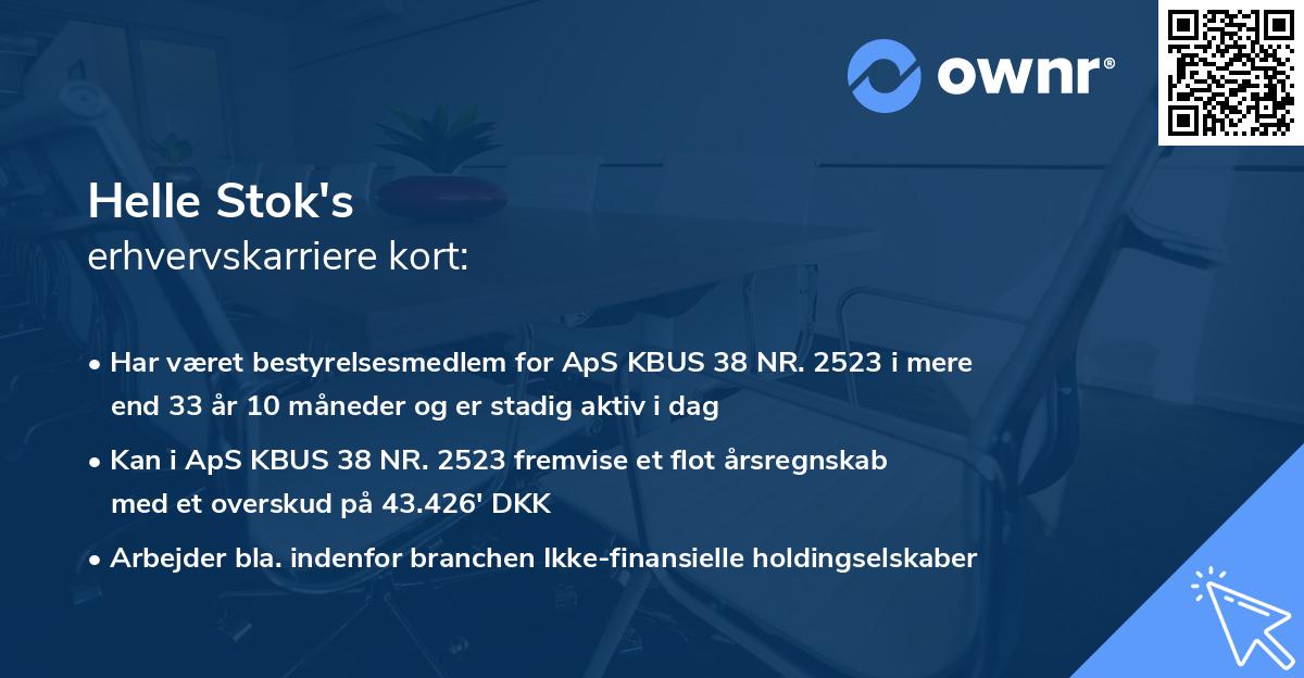Helle Stok's erhvervskarriere kort