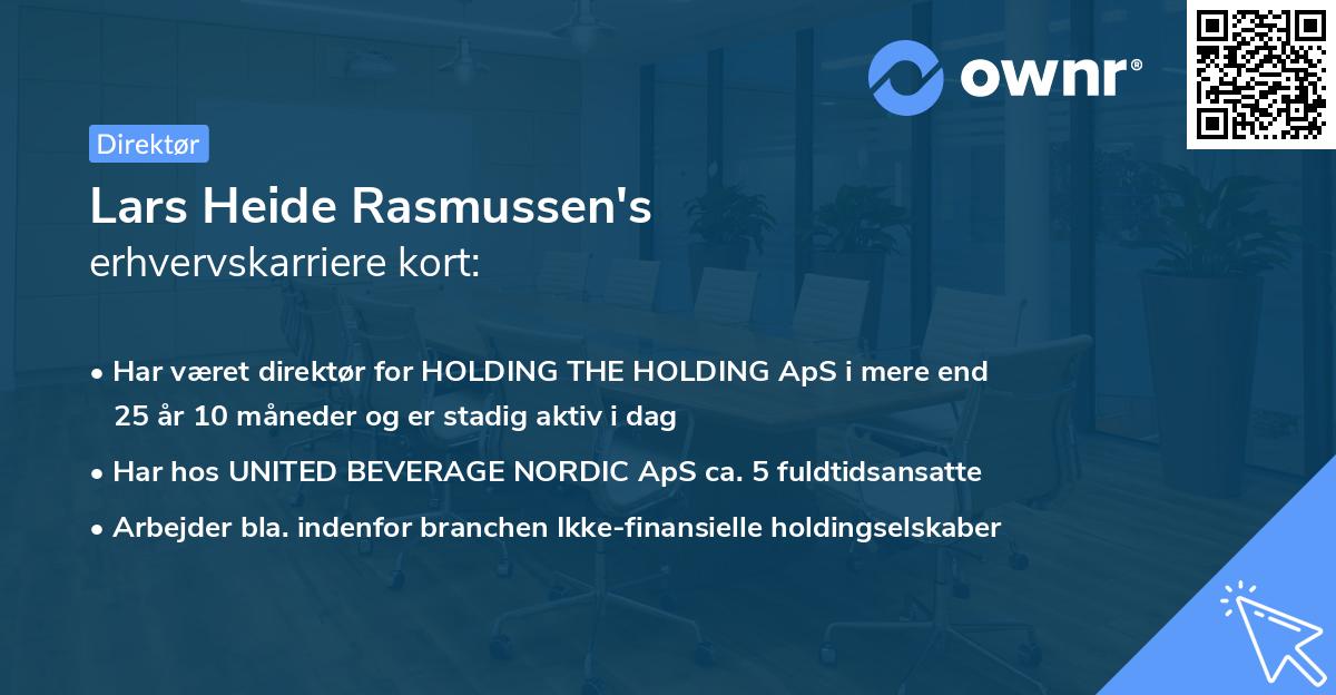 Lars Heide Rasmussen's erhvervskarriere kort