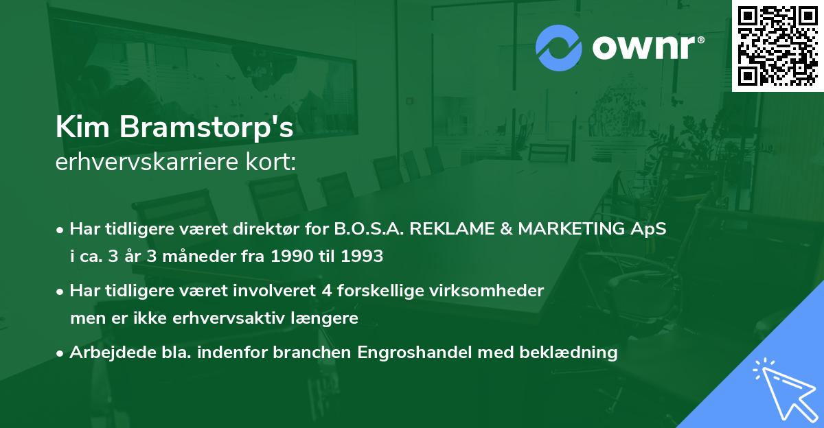 Kim Bramstorp's erhvervskarriere kort