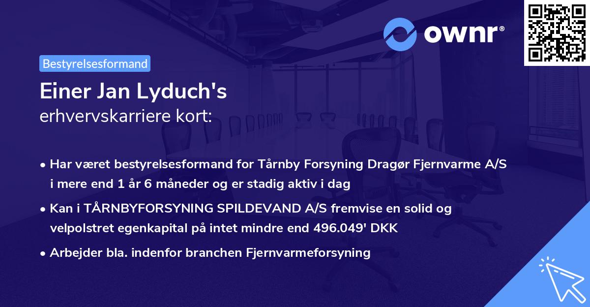 Einer Jan Lyduch's erhvervskarriere kort