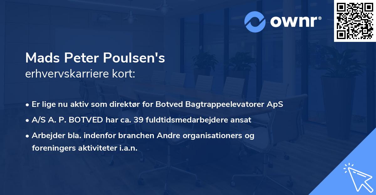 Mads Peter Poulsen's erhvervskarriere kort