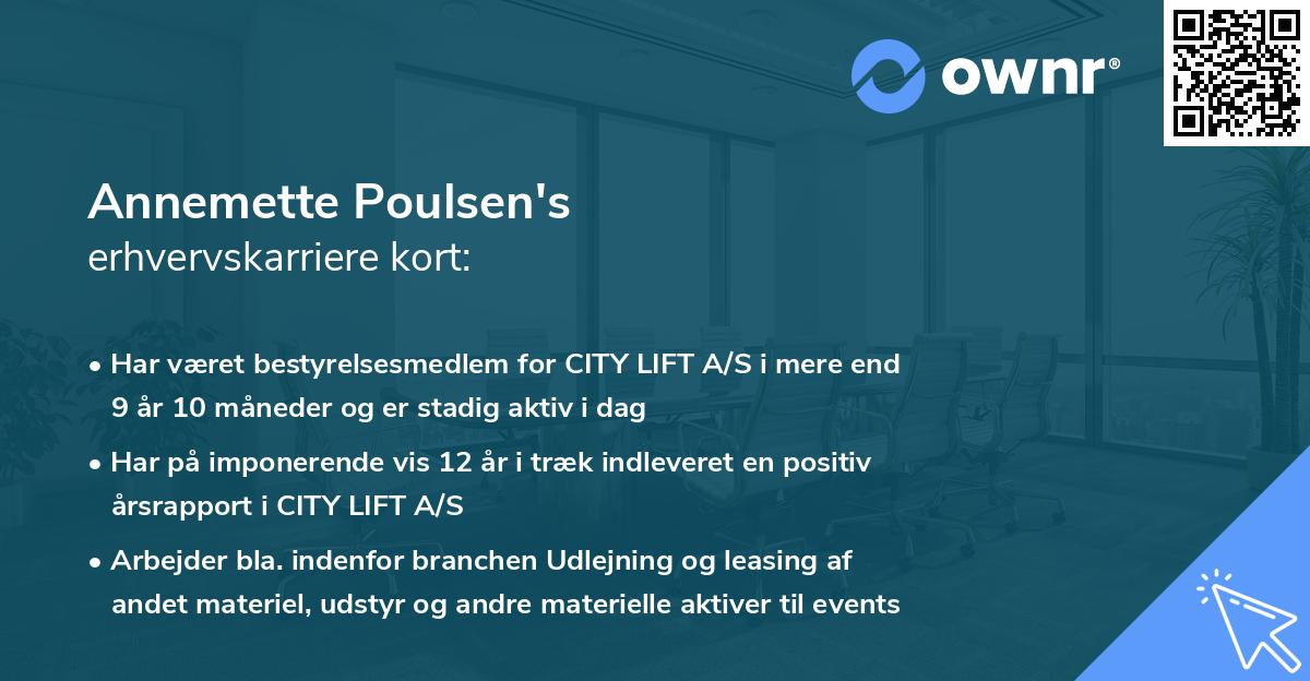 Annemette Poulsen's erhvervskarriere kort