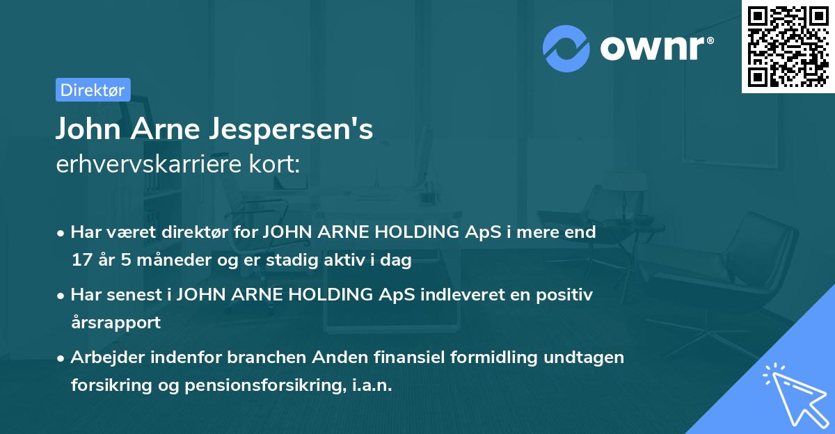 John Arne Jespersen's erhvervskarriere kort