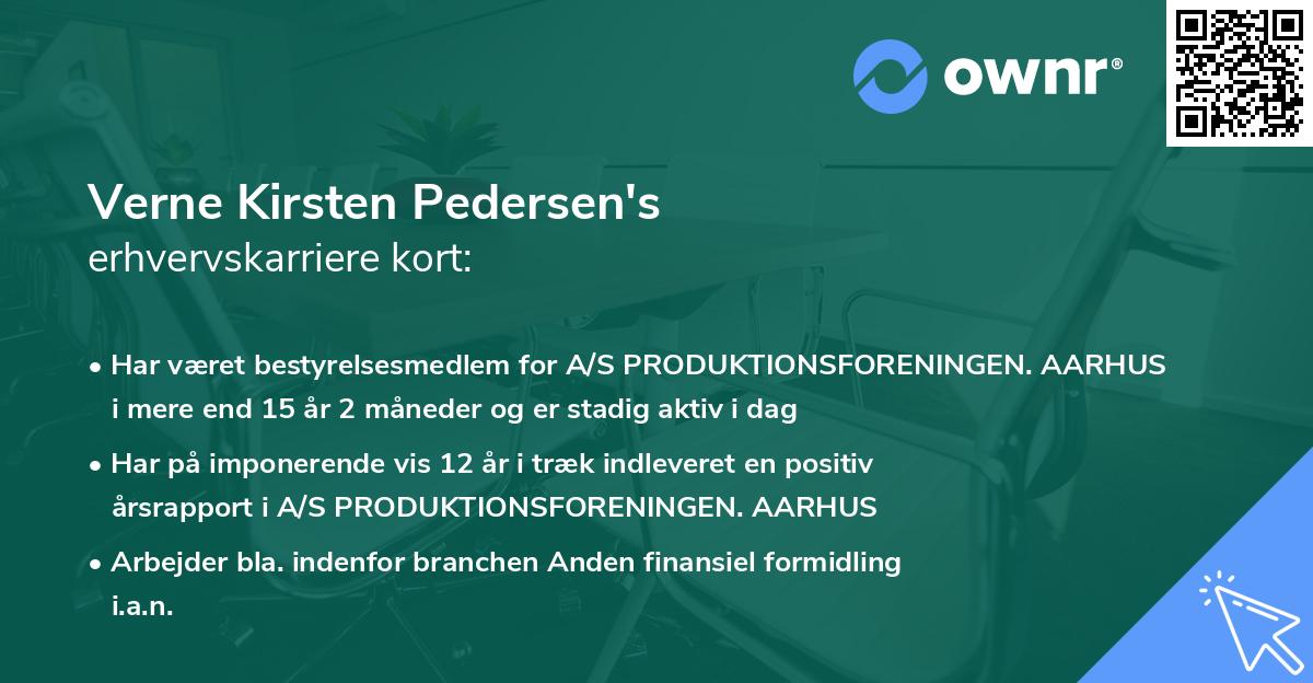 Verne Kirsten Pedersen's erhvervskarriere kort