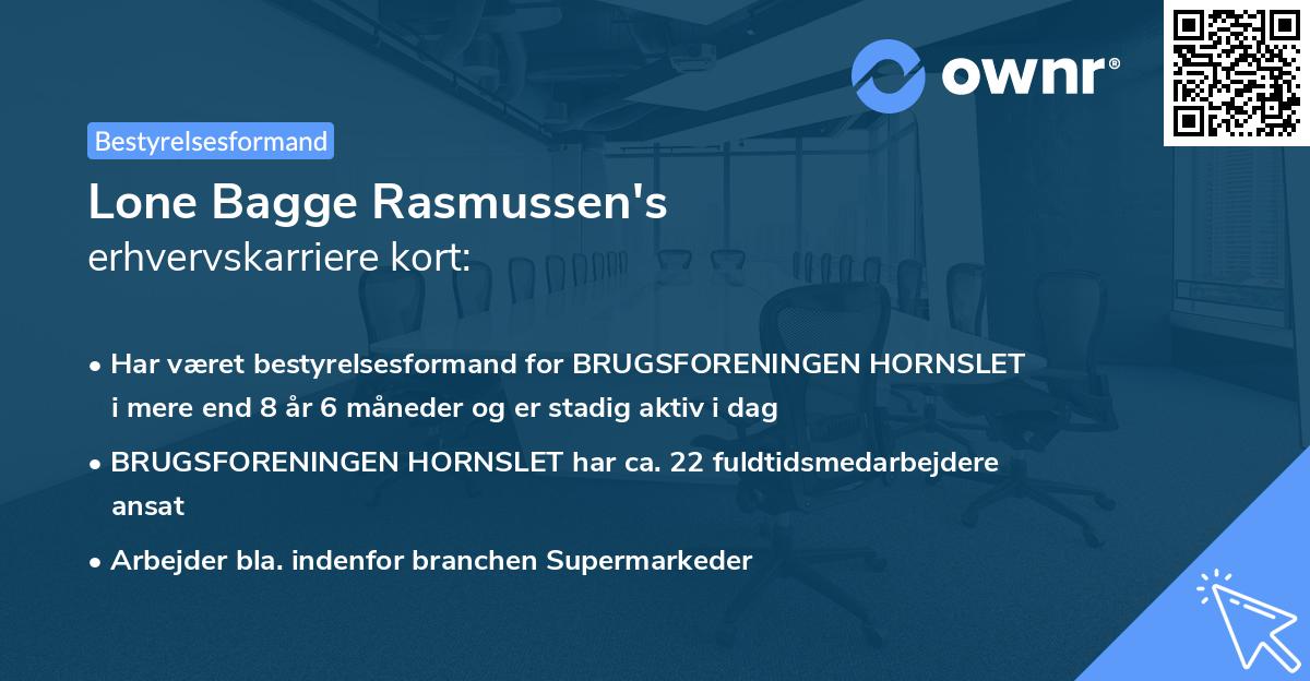 Lone Bagge Rasmussen's erhvervskarriere kort