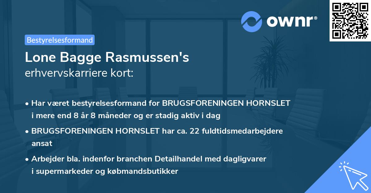 Lone Bagge Rasmussen's erhvervskarriere kort