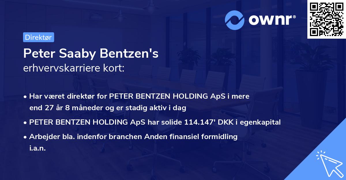 Peter Saaby Bentzen's erhvervskarriere kort