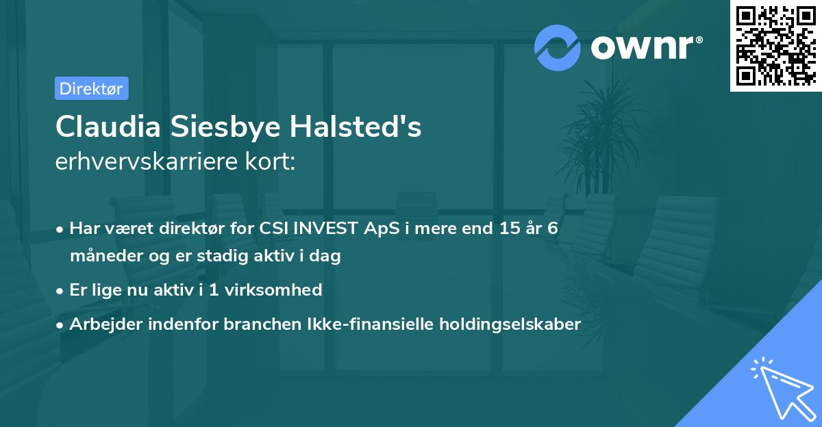 Claudia Siesbye Halsted's erhvervskarriere kort