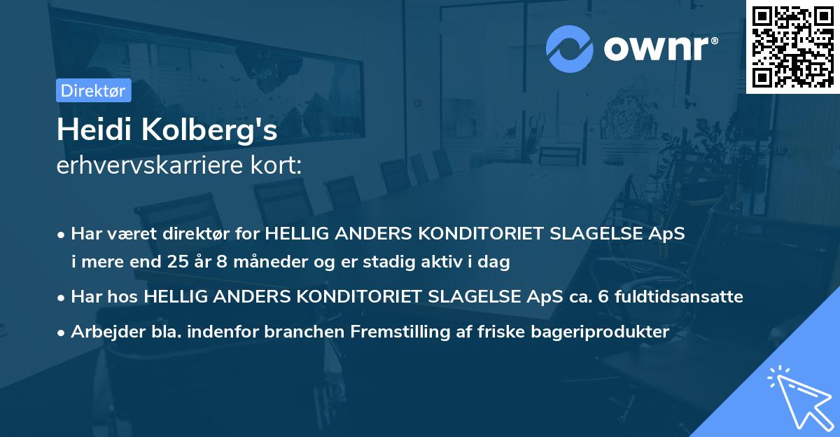 Heidi Kolberg's erhvervskarriere kort