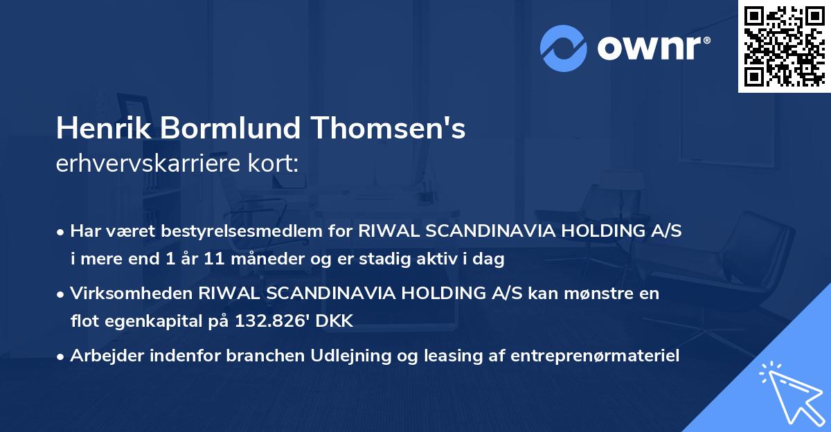 Henrik Bormlund Thomsen's erhvervskarriere kort