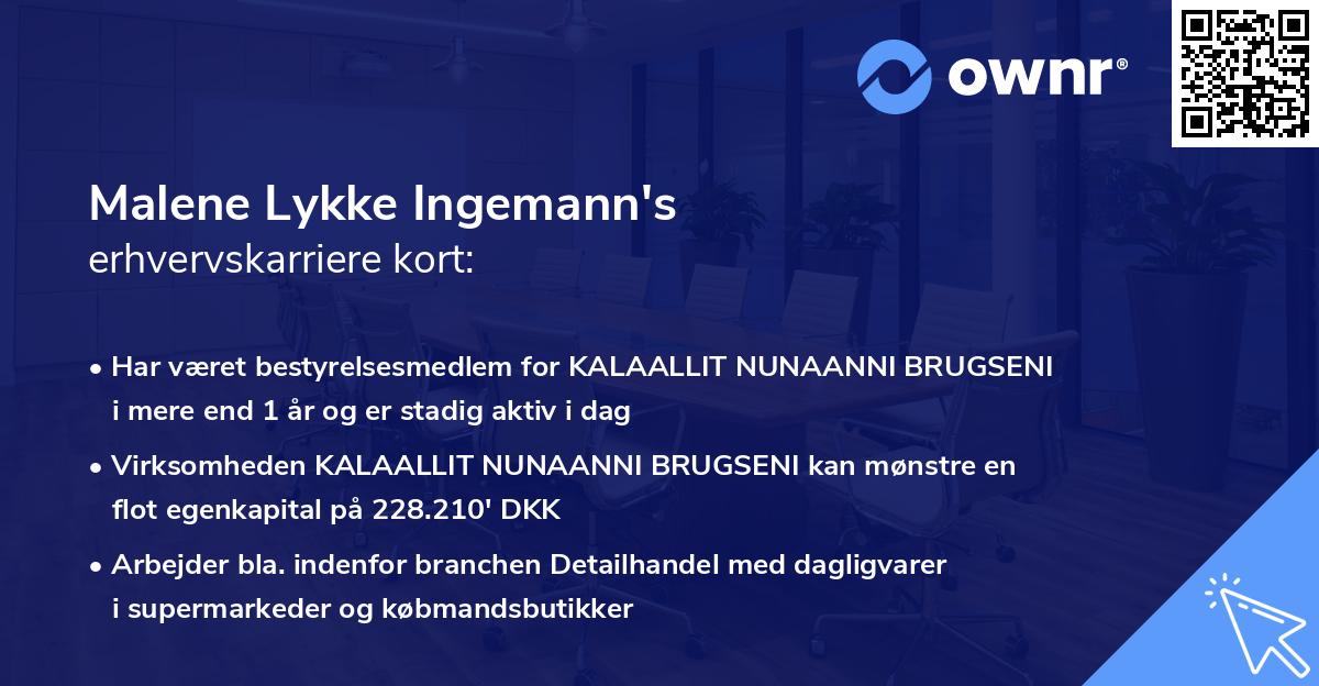 Malene Lykke Ingemann's erhvervskarriere kort