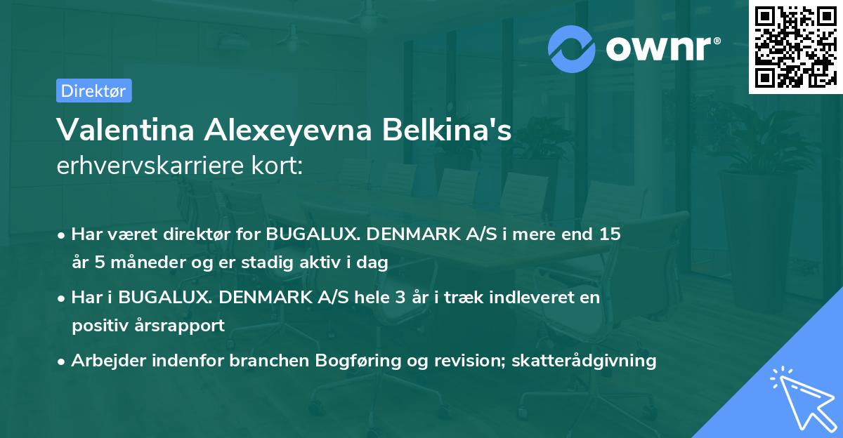 Valentina Alexeyevna Belkina's erhvervskarriere kort