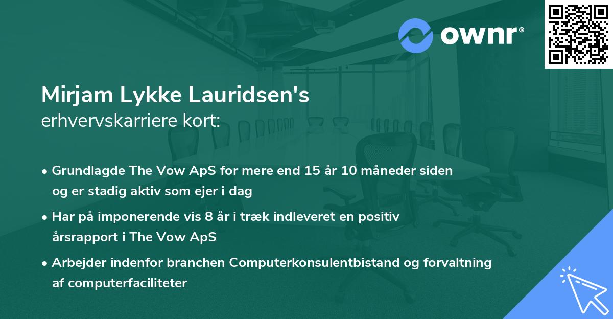 Mirjam Lykke Lauridsen's erhvervskarriere kort