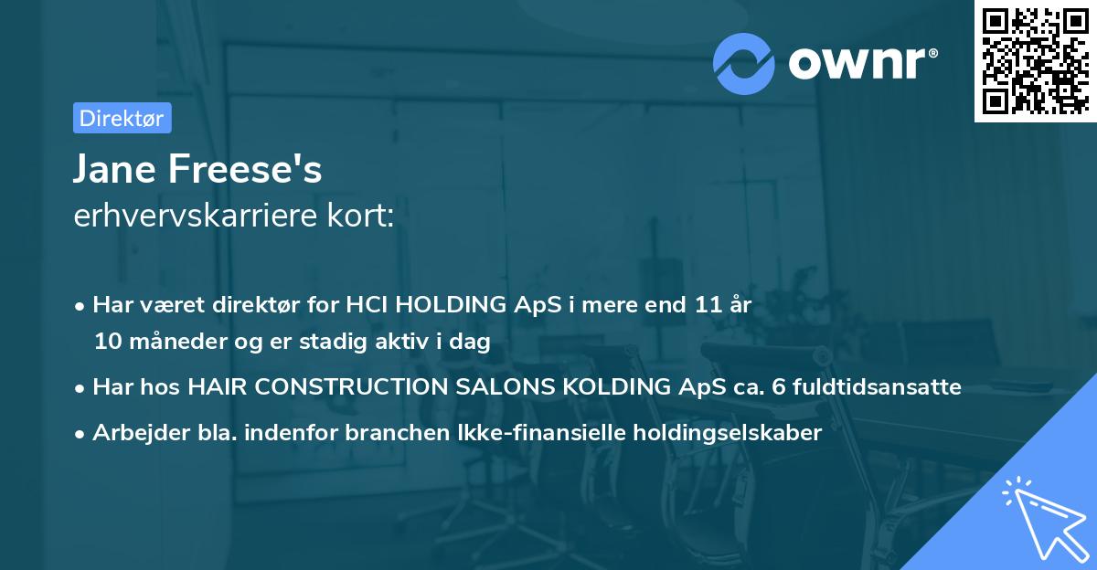 Jane Freese's erhvervskarriere kort