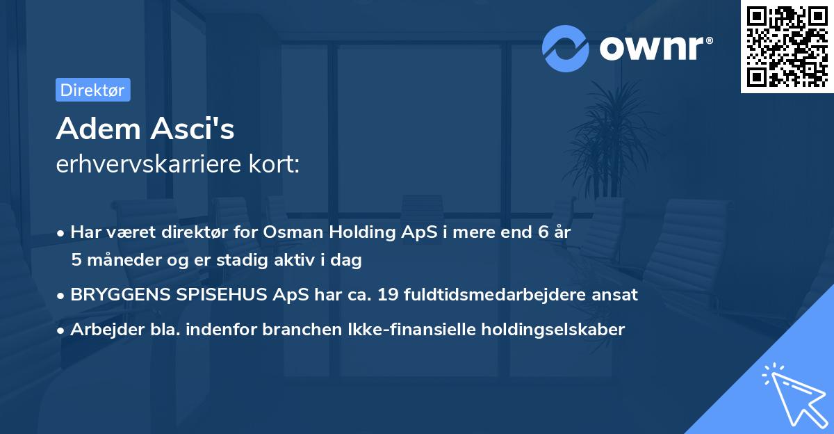 Adem Asci's erhvervskarriere kort