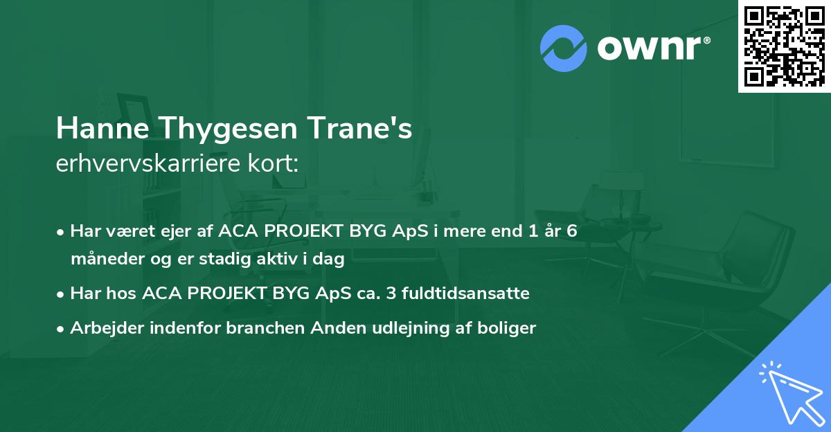 Hanne Thygesen Trane's erhvervskarriere kort