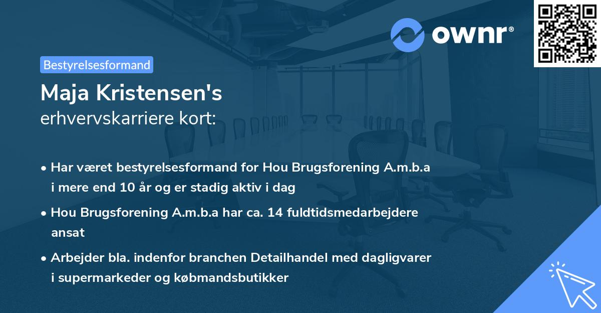 Maja Kristensen's erhvervskarriere kort