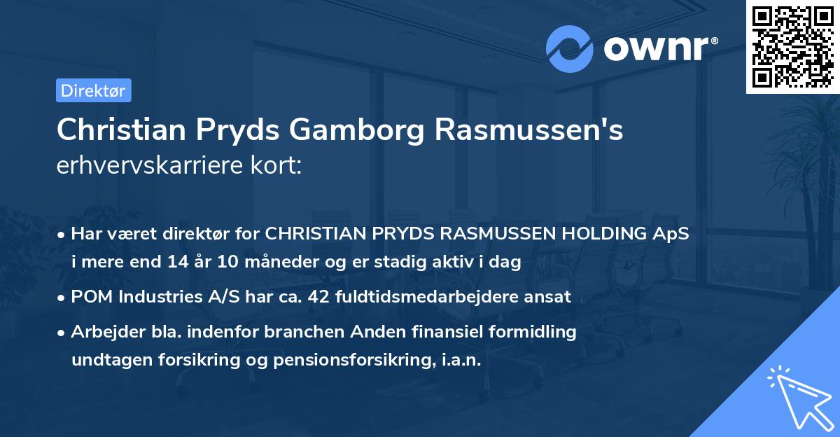 Christian Pryds Gamborg Rasmussen's erhvervskarriere kort