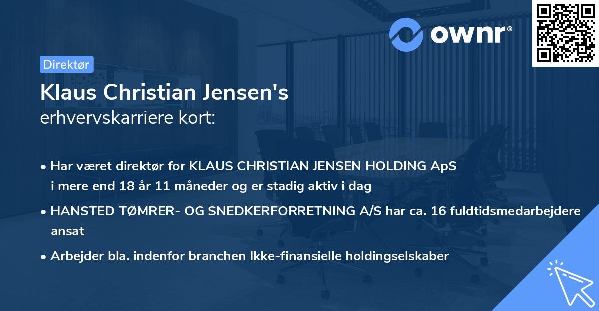 Klaus Christian Jensen's erhvervskarriere kort
