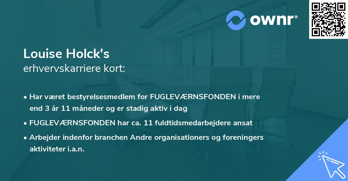 Louise Holck's erhvervskarriere kort