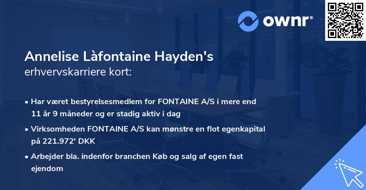 Annelise Làfontaine Hayden's erhvervskarriere kort