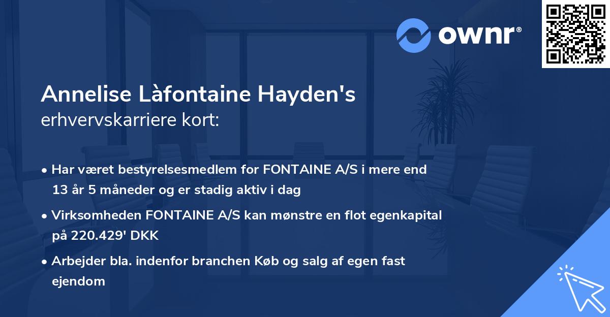 Annelise Làfontaine Hayden's erhvervskarriere kort