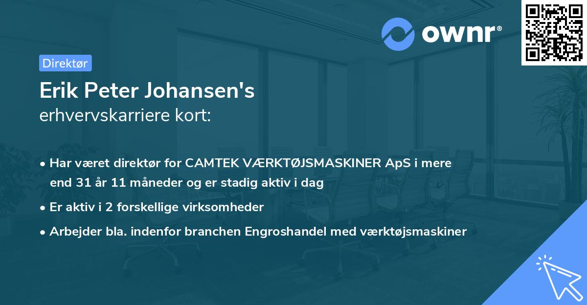 Erik Peter Johansen's erhvervskarriere kort
