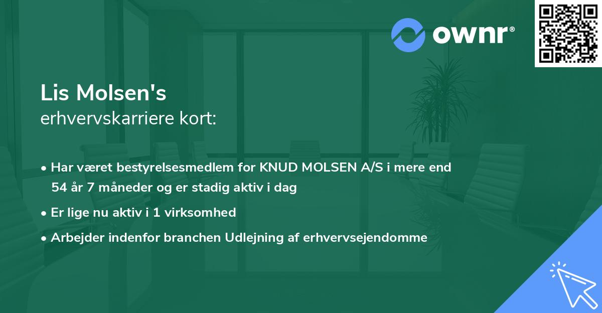 Lis Molsen's erhvervskarriere kort
