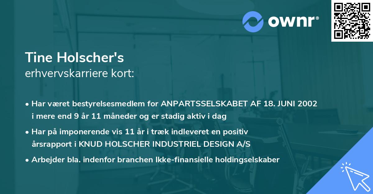 Tine Holscher's erhvervskarriere kort