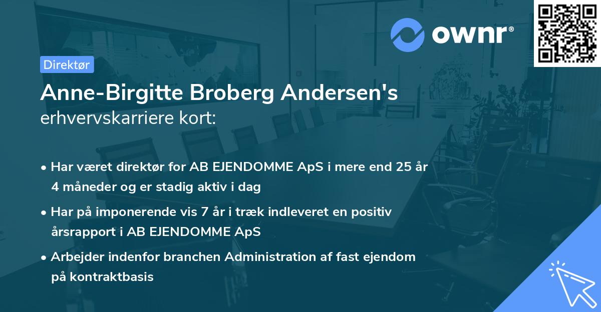 Anne-Birgitte Broberg Andersen's erhvervskarriere kort