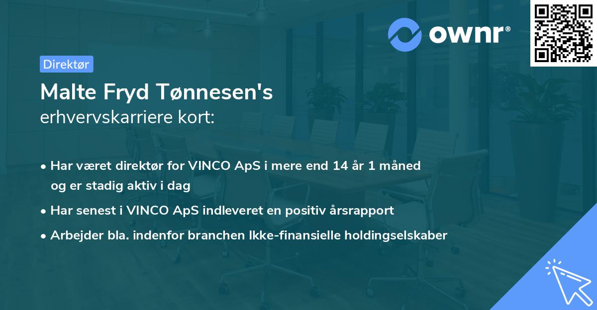 Malte Fryd Tønnesen's erhvervskarriere kort