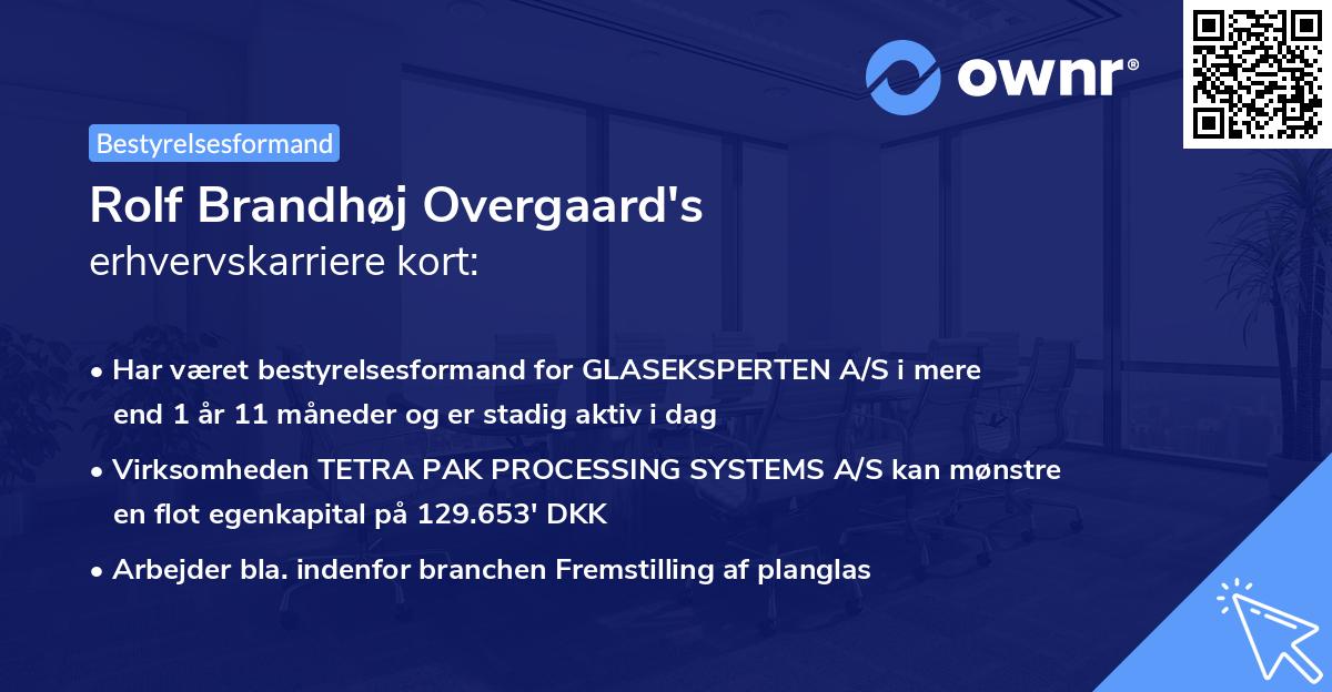 Rolf Brandhøj Overgaard's erhvervskarriere kort