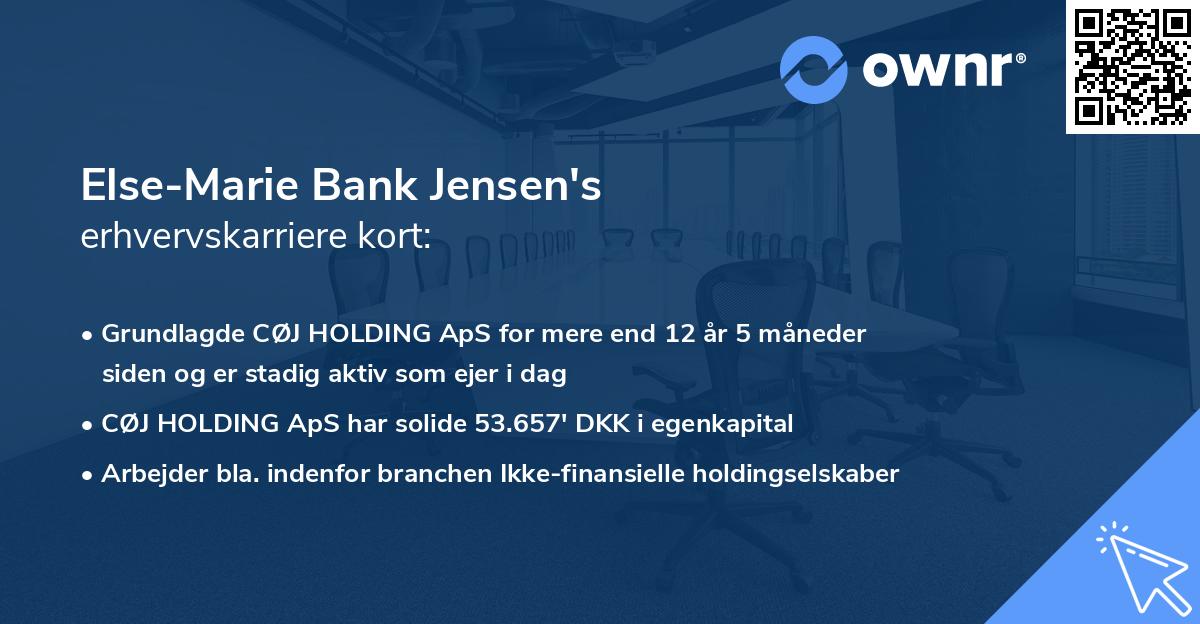 Else-Marie Bank Jensen's erhvervskarriere kort